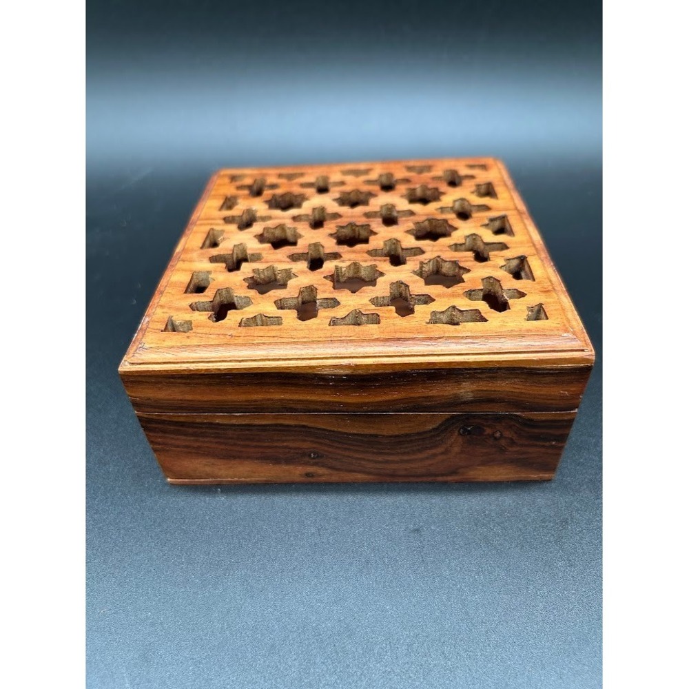 Hand Carved Indian Hardwood‎ Wood box India Intricate Trinket Box